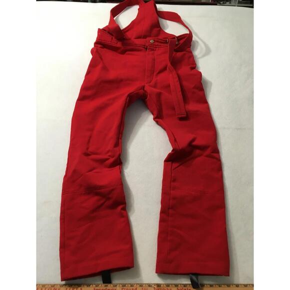 Vintage RED EUROPA Wool Snow Pants Bib Overall Snowsuit Women's SCHOELLER 34